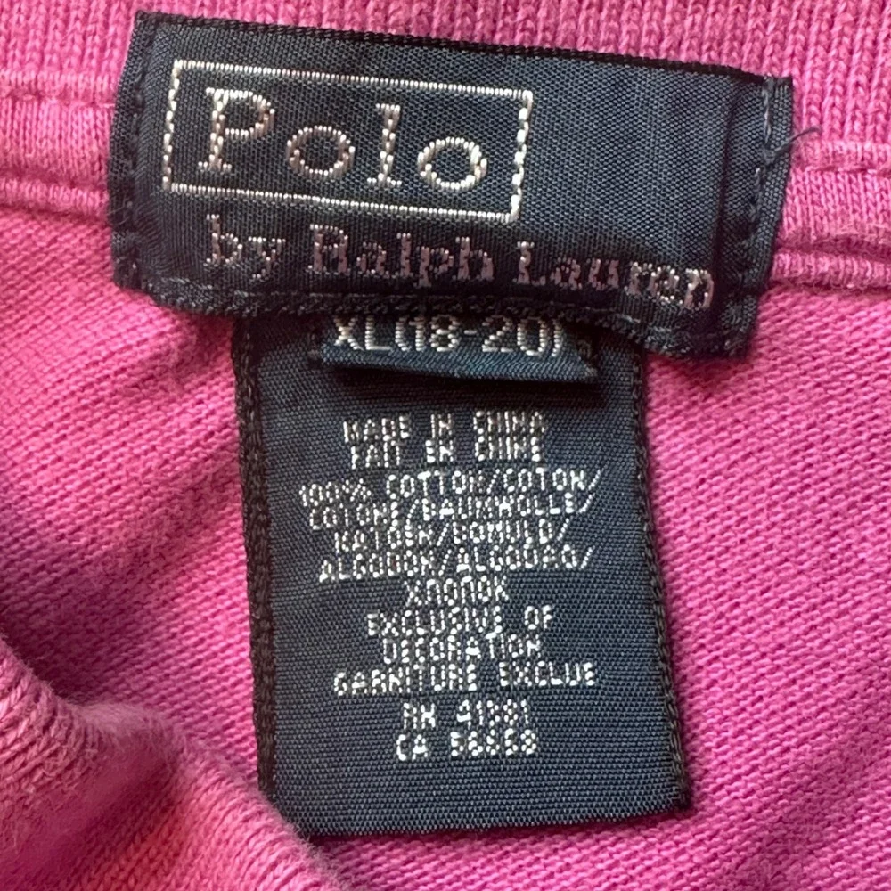 Polo Ralph Lauren Polo Shirt Kids XL 18-20 Pink Short Sleeve Pony Logo Pique